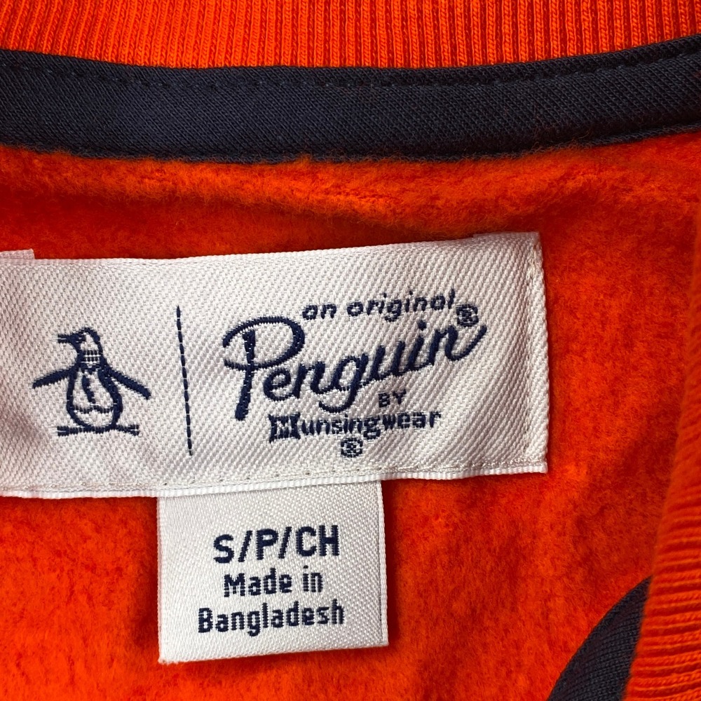 Original Penguin Track Jacket Mens Small Orange Navy Colorblock Striped Zip Up - Picture 3 of 7